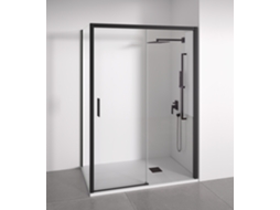 BELLOBATH Paroi de duche angular 1 deslizante + 2 fixos Vidro anticalcário 6mm Preto Largura adaptável 145-150 x 77-80 cm Porta esquerda