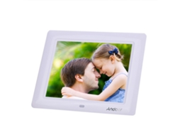 Porta-retratos digital de mesa com tela LCD TFT HD de 8 polegadas (2026) com relógio, reprodutor de MP3/MP4 e controle remoto.