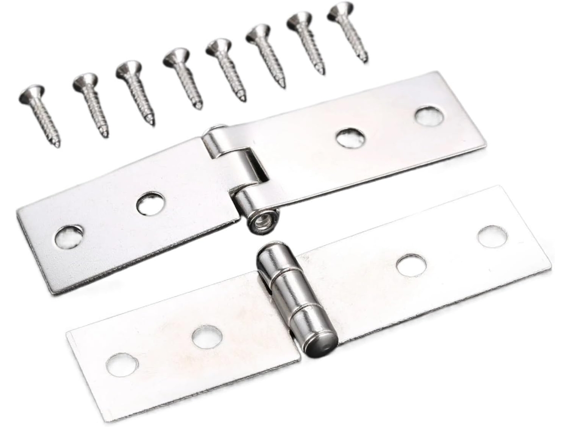 Dobradiças Giratórias Ocultas Para Portas, 2 Peças, Prateadas, Para Armários E Malas, Com 4 Furos E Parafusos Inclusos