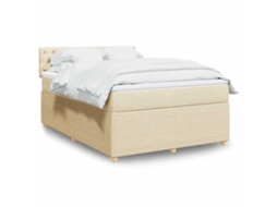 Vidaxl Cama Com Molas/colchão 160x200 Cm Tecido Cor Creme