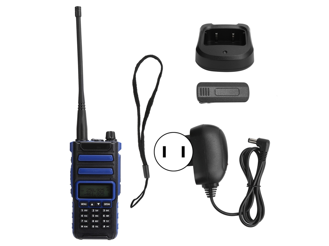 Kit De Rádios Portáteis De Banda Dupla Com Display Lcd Para Exterior Walky Talky Plug Us 100‑240v Azul