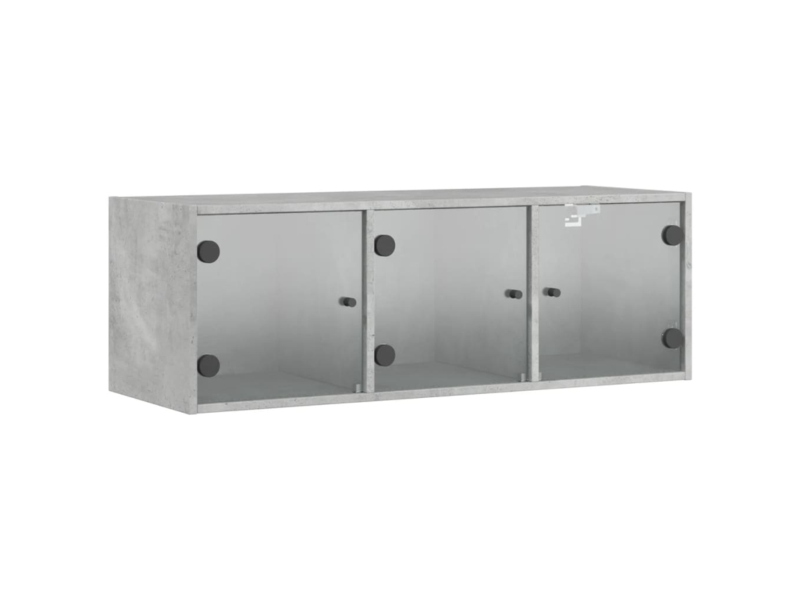Armário de Parede C/ Portas de Vidro 102x37x35 cm Cinza Cimento MAISON EXCLUSIVE