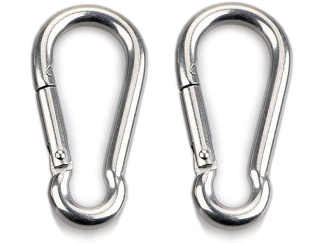Mosquetão Resistente, Ganchos De Pressão, 2 Mosquetões Multiuso, 8 Mm De Espessura, 80 Mm De Comprimento, Aço Inoxidável 304, À Prova Dágua E Ferruge