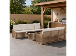 Vidaxl Conjunto De Sofá De Jardim 8 Unid. Bege E Branco Creme Vime Pe