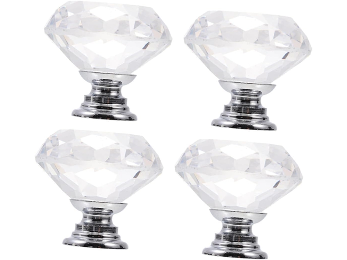 Conjunto De 4 Puxadores Cristal Para Armários, Gavetas E Guarda Roupas, Com Furo Único, 30mm De Diâmetro, Ideais Para