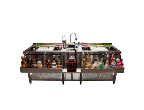 Bar Coquette Horeca Profissional Double Station 197 cm x 78 cm Aço Inoxidável Kukoo