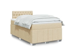Vidaxl Cama Com Molas/colchão 120x200 Cm Tecido Cor Creme