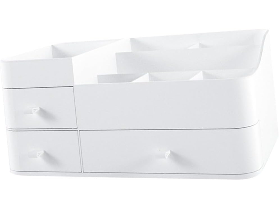 Caixa Organizadora De Cosméticos Com Gavetas E Compartimentos Para Maquiagem, Em Plástico Branco, Para Mesa De