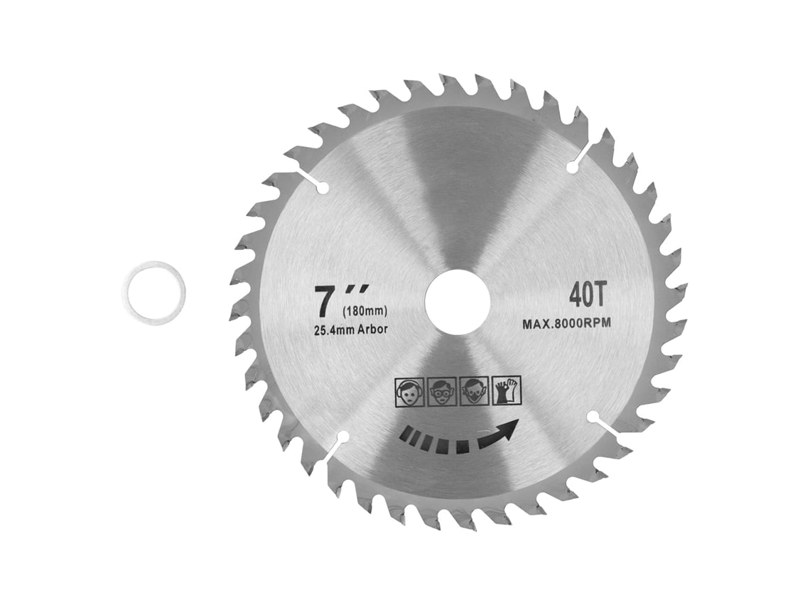 Disco de serra circular de carboneto de 7x40 dentes e 180 mm para corte de madeira - Acessório para madeira