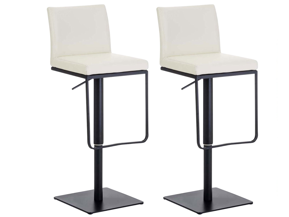 Conjunto de 2 bancos de bar em pele Panamá creme/preto CLP
