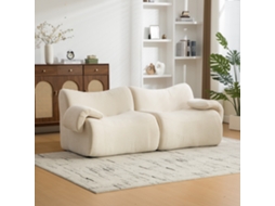 Sofá Modular Comprimido Em Chenille, Espuma De Alta Elasticidade 30d, Fácil De Mover, Base Antiderrapante, Ideal Para Sala, Bege