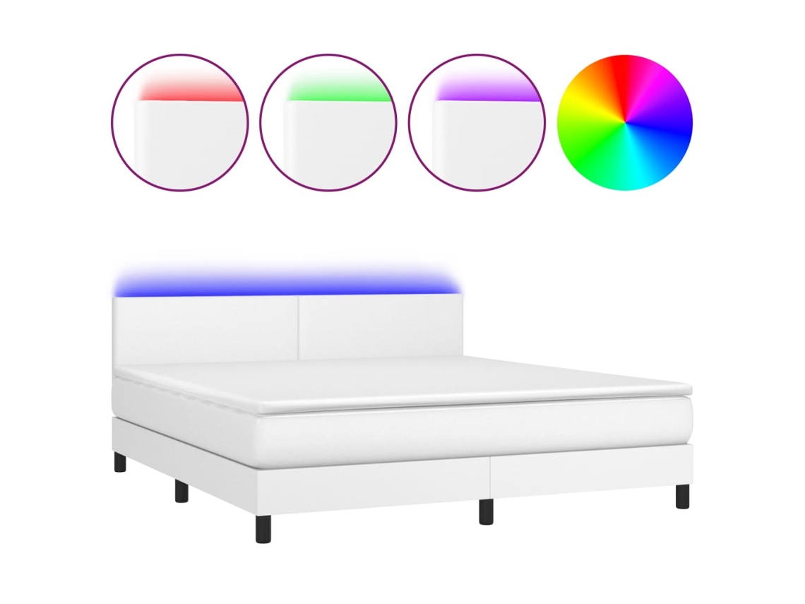 Box Spring Bed, Box Spring Beds Vidaxl Branco Couro Artificial (180 X 200 Cm)