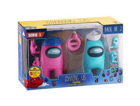 Among Us Pack Tripulantes Rosa Y Azul Con Accesorios Intercambiables Bizakp22