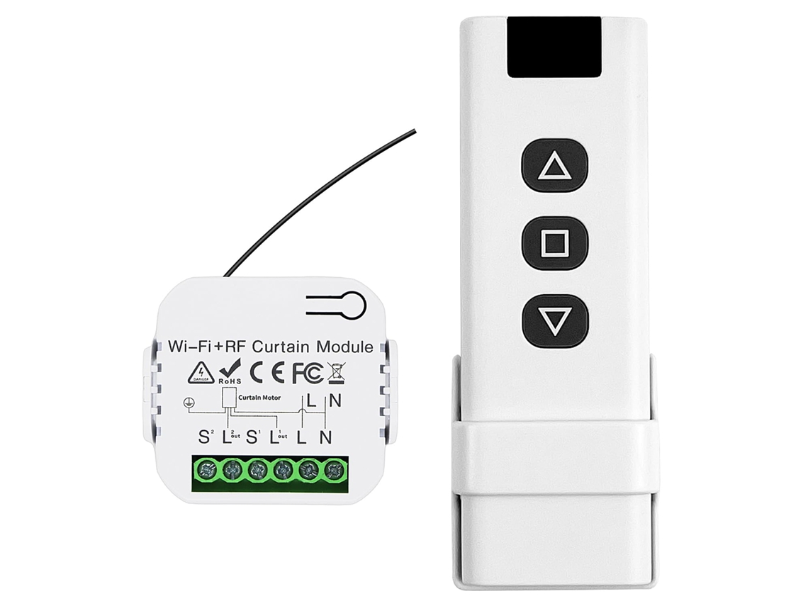 Kit de interruptor sem fio, interruptor conectado para persiana com controle remoto RF e módulo receptor, para controle de persianas.