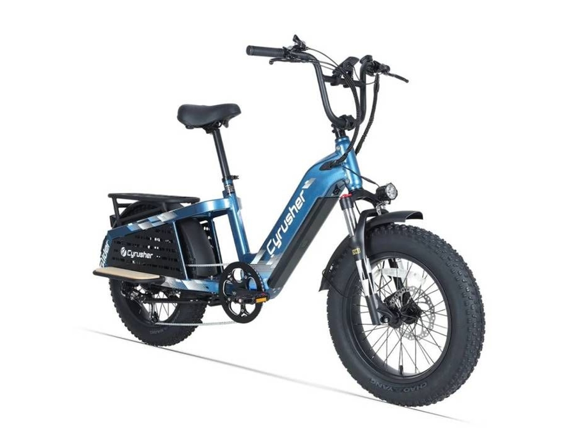 Bicicleta Elétrica Robusta CYRUSHER Glider Bateria 52v 15,6ah Pneus Largos Azul 20 Pol.