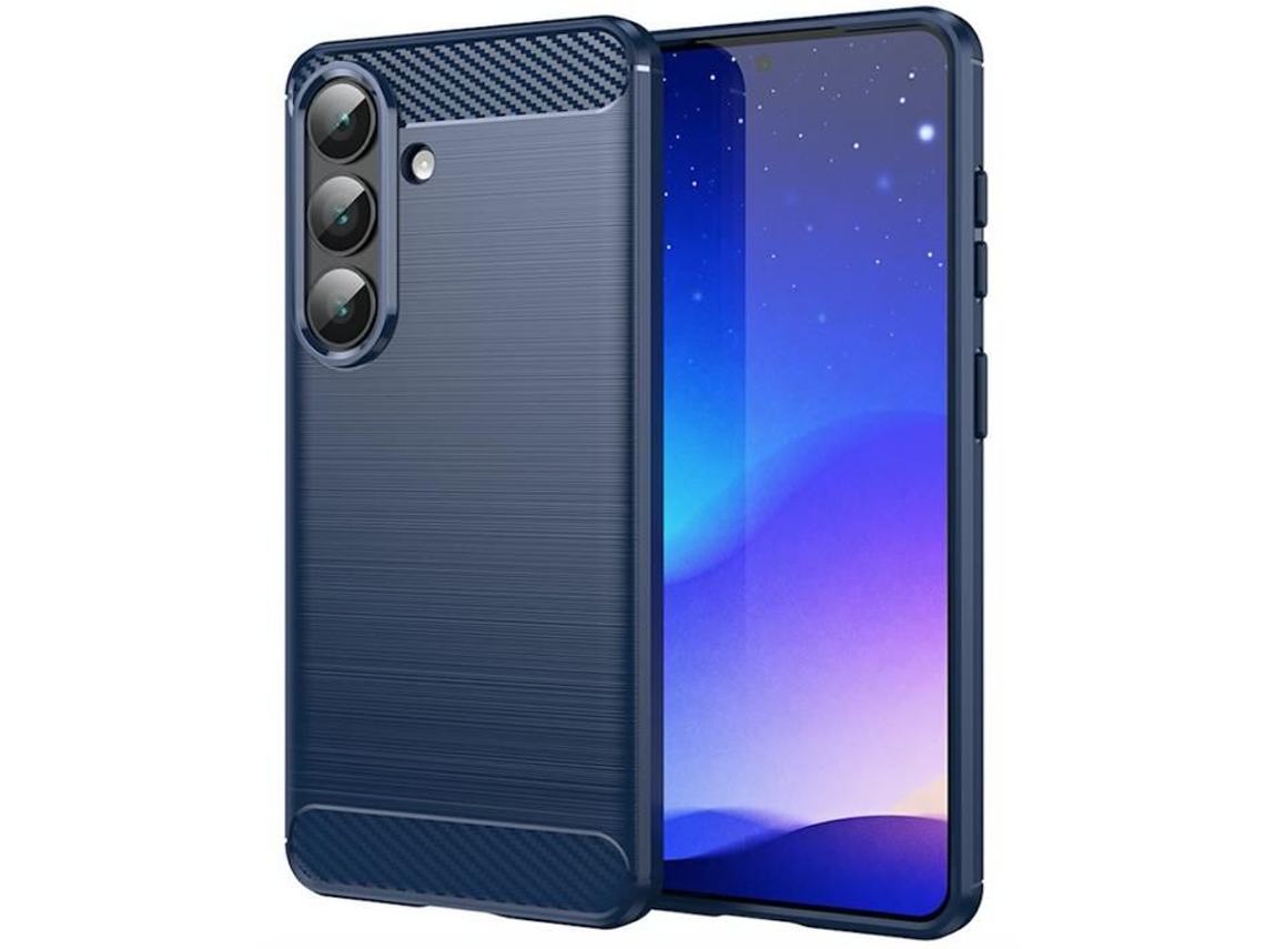 Capa Para Samsung Galaxy S26 / S26 Pro 5g - Capa De Silicone Gel Carbono Vidro Temperado - Azul Escuro