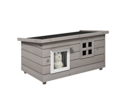 Casinha Madeira Gatos Telhado Asfalto Cinza 87x52x44cm