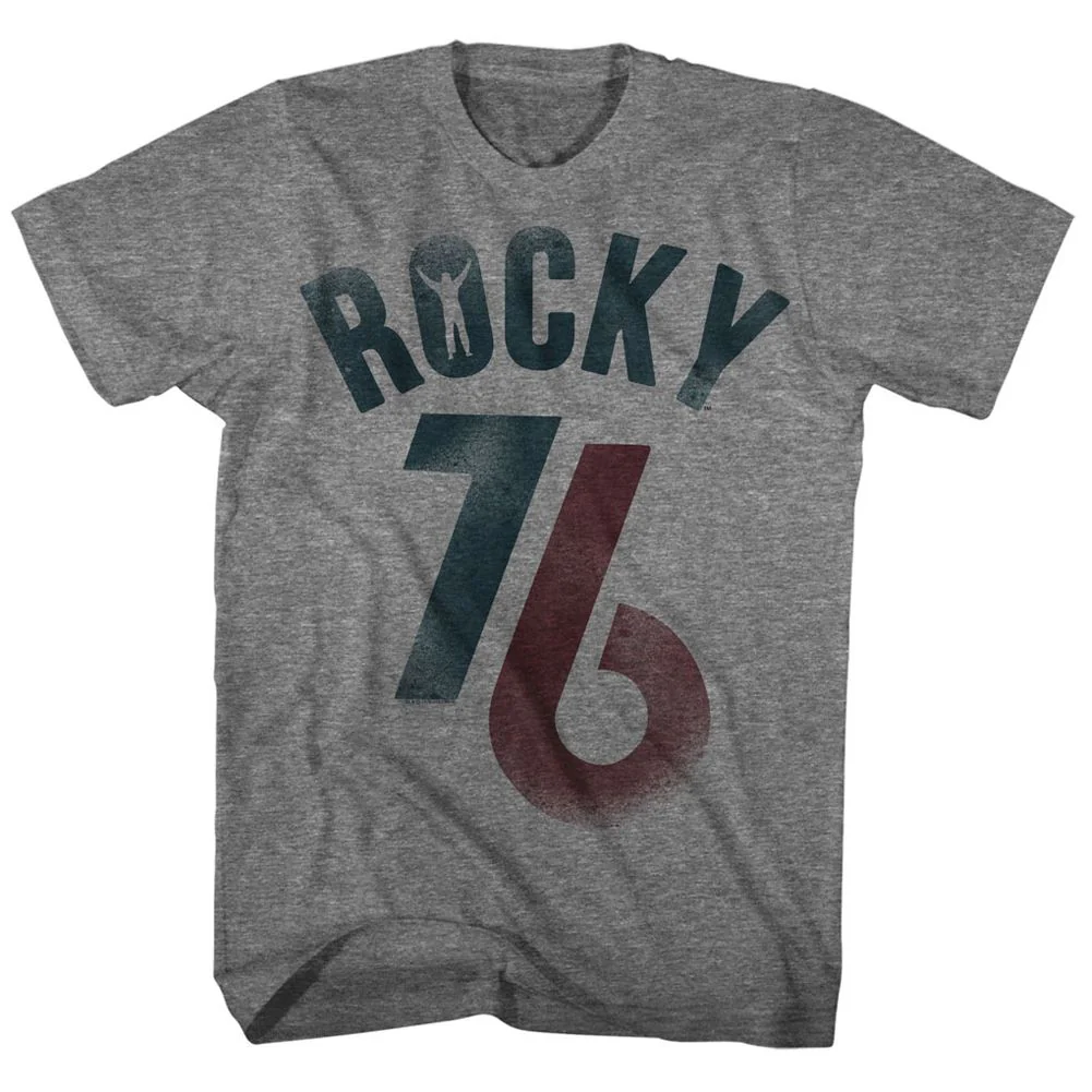 Unisex Adult T-shirt Rockinstone Rocky Movie Rocky '76 Heather Graphite Sizem