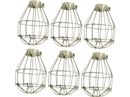 Conjunto De 6 Peças De Protetores Metálicos Para Lâmpadas De Estilo Industrial Vintage.