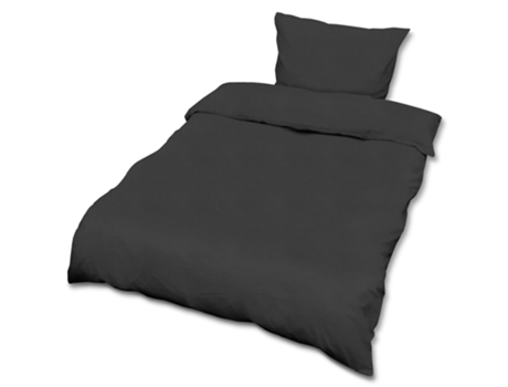 Julie Roupa de Cama 135X200Cm Fronha 80X80Cm Preto Renforcé Conjunto de 2 Peças BEAUTISSU