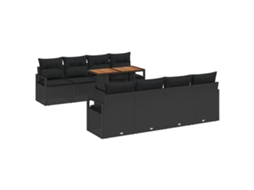 Maison Exclusive - Conjunto De Sofá De Jardim Com Almofada 9 Pcs Preto E Marrom