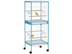 Gaiola Pássaros 2 Andares Rodas 51,5x50x140 Cm Azul