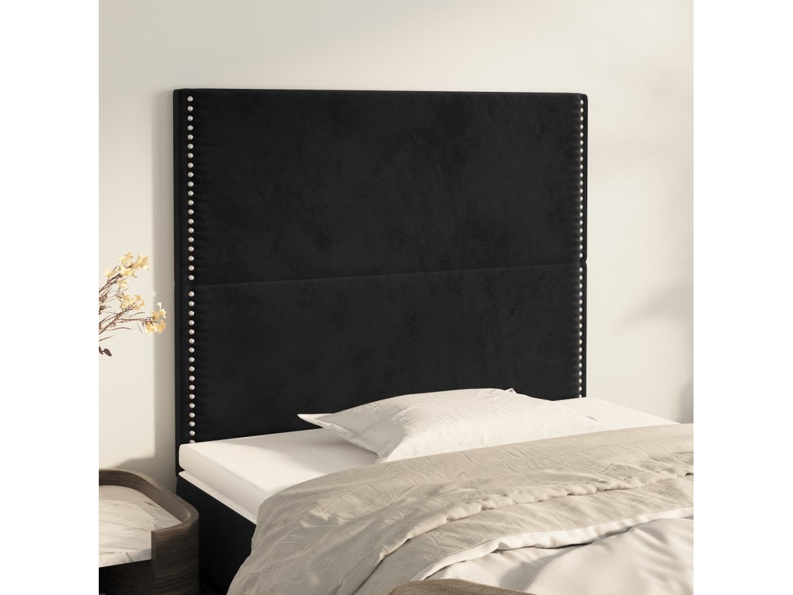 Cabecero de terciopelo de 2 piezas 80x5x78/88 cm negro