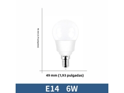(base De Rosca E14 De 6w Com Regulação De Intensidade Em Três Cores) 6 Lâmpadas Led, Altamente Eficientes E Econômicas