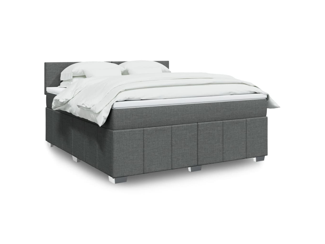 Vidaxl Cama Com Molas/colchão 180x200 Cm Tecido Cinzento-escuro