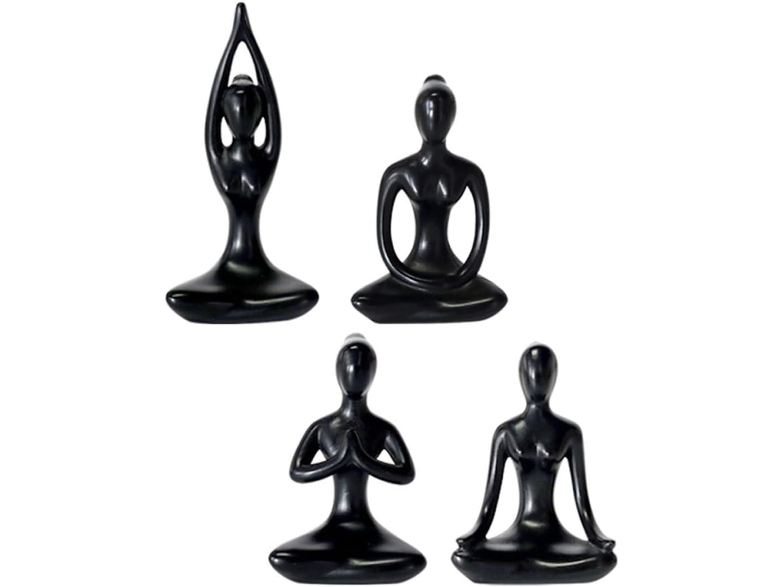 Conjunto 4 Estatuetas Resina Leves Resistentes Elegantes Figuras Abstratas Decorativas Escritórios Cafés GOKOCO