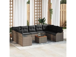 Vidaxl Conjunto De Sofá De Jardim 10 Pcs Cinzeto Vime Pe