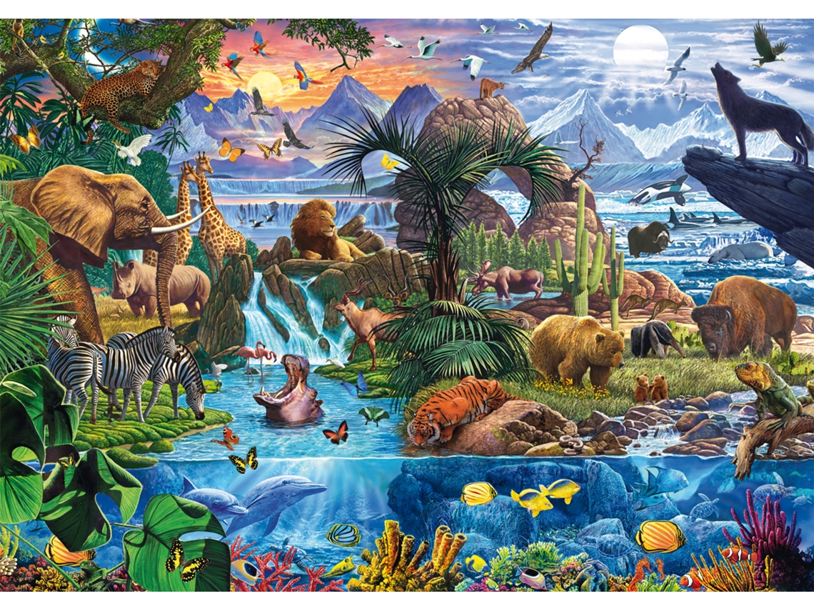 Quebra Cabeça Schmidt Panorama Do Mundo Animal 1500 Peças