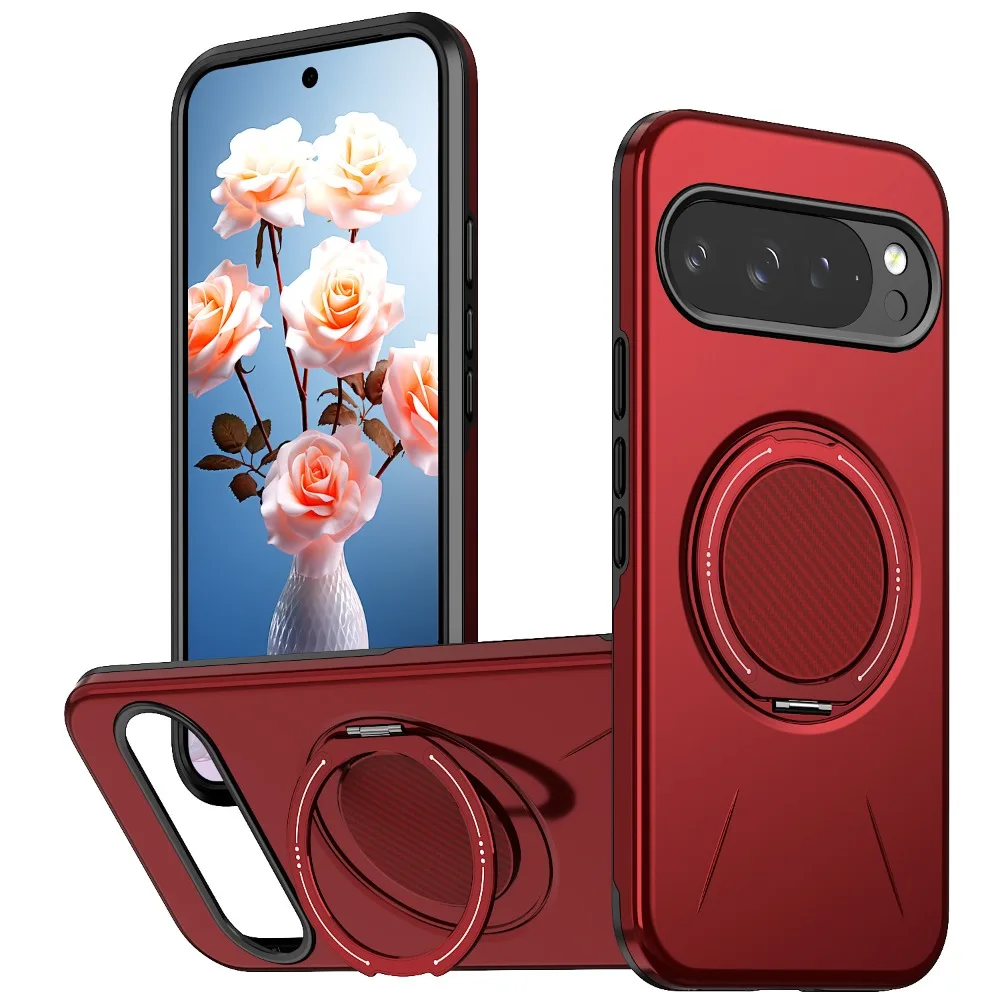 Capa Para Celular Com Suporte Magnético De 360° (vermelha, Google Pixel 9), Compatível Com Magsafe E Proteção Contra Impactos.