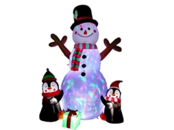 Enfeites Infláveis De Natal Para Exterior, Boneco De Neve E Pinguins Infláveis Com Luzes Led Rotativas Para Decoração De Jardim E Quintal