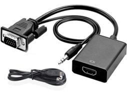 Adaptador Vga Para Hdmi Com Cabo De Áudio De 3,5 Mm E Cabo De Alimentação, Vga Slowmoose