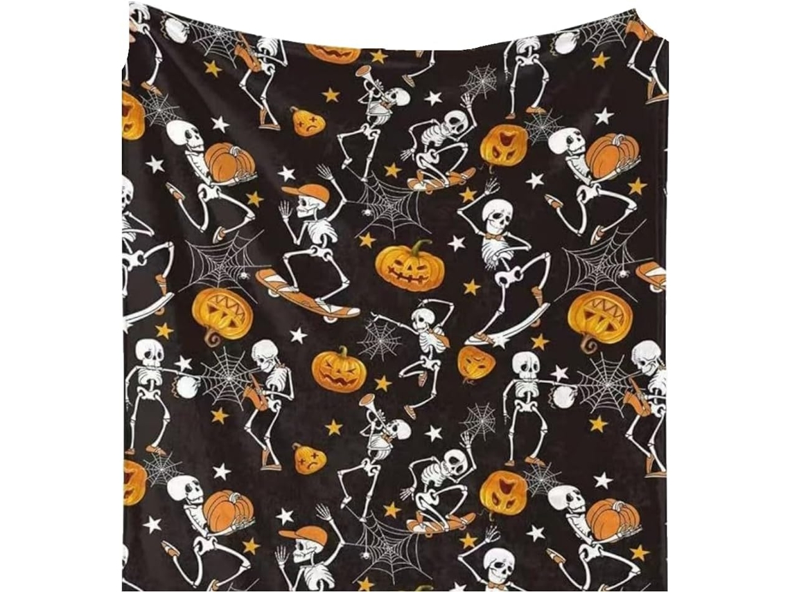 Manta Pequena Syjym Halloween em Flanela com Estampa Digital Confortável Macia e Quente de Dupla Face Ideal Pa