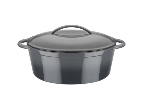 Cocotte De Ferro Fundido Gsw Sombra Cinza 33 X 25 Cm Oval Indução Cinza