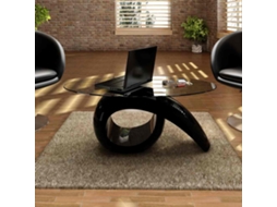 Vidaxl Mesa De Centro Com Tampo Oval De Vidro, Preto Brilhante
