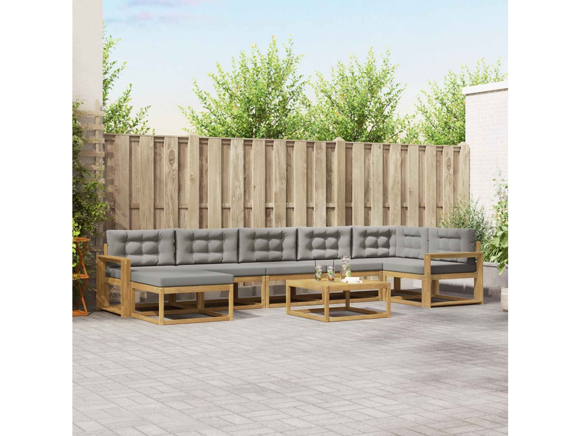 Vidaxl Conjunto De Sofás Para Exterior 8 Unid. Branco E Cinzento-claro