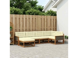 Vidaxl Conjunto De Sofás Para Exterior 6 Unid. Natural E Creme