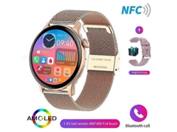 Relógio inteligente adulto com tela HD de 1,43 polegadas, exibição de tempo constante, NFC, chamada Bluetooth, IP68 à prova d'água, relógio esportivo para bicicleta elétrica