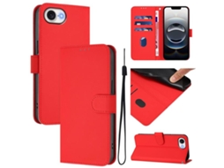 Capa De Couro Sintético Para Iphone 17e - Toque Suave - Cor Sólida - Com Cordão