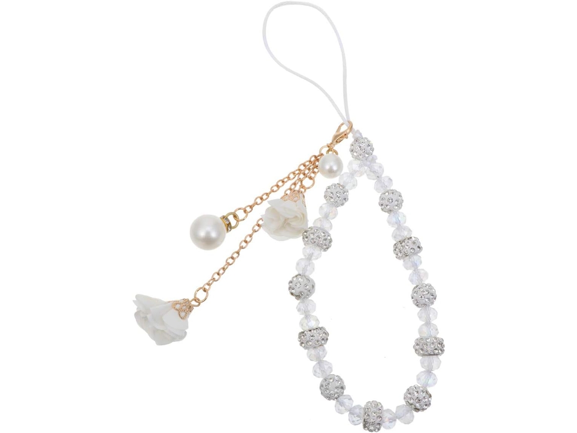 Pulseira Para Celular Com Contas De Cristal E Detalhes Brilhantes.