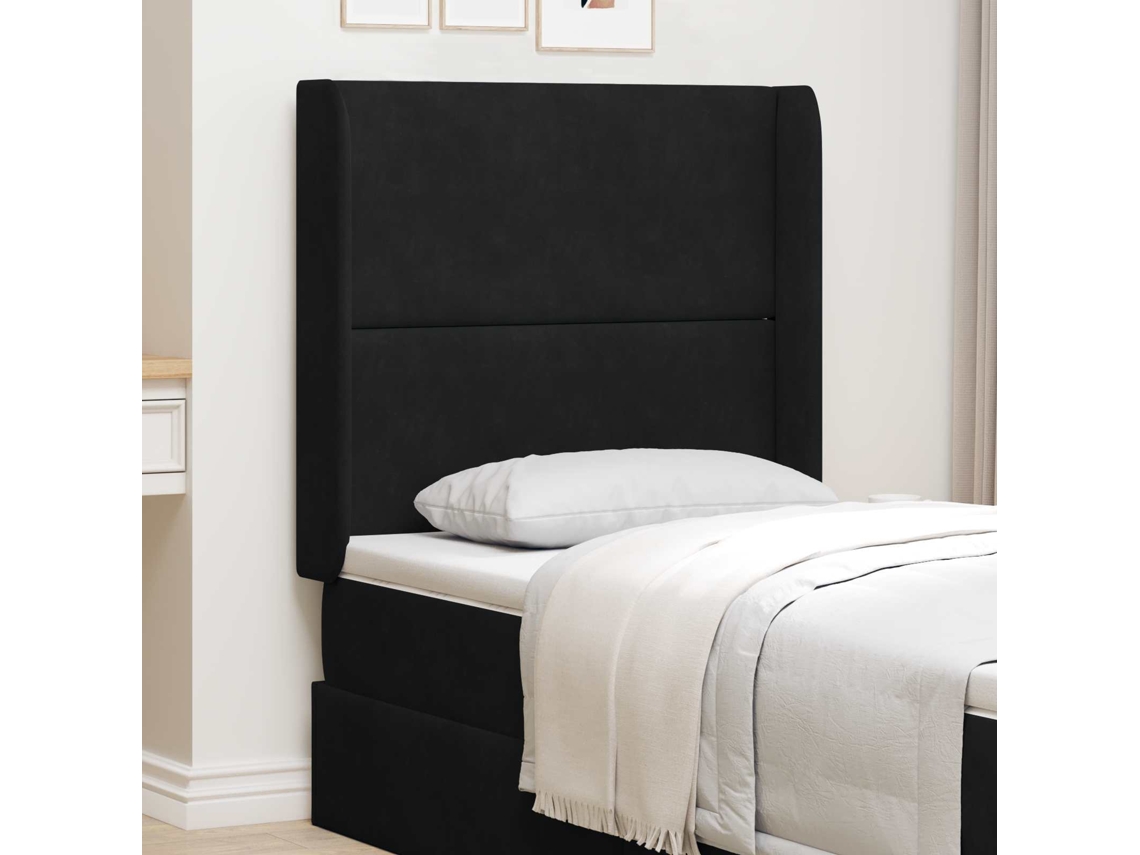 Vidaxl Orelha De Cabeceira Preto 80 X 16 X 4 Cm Veludo