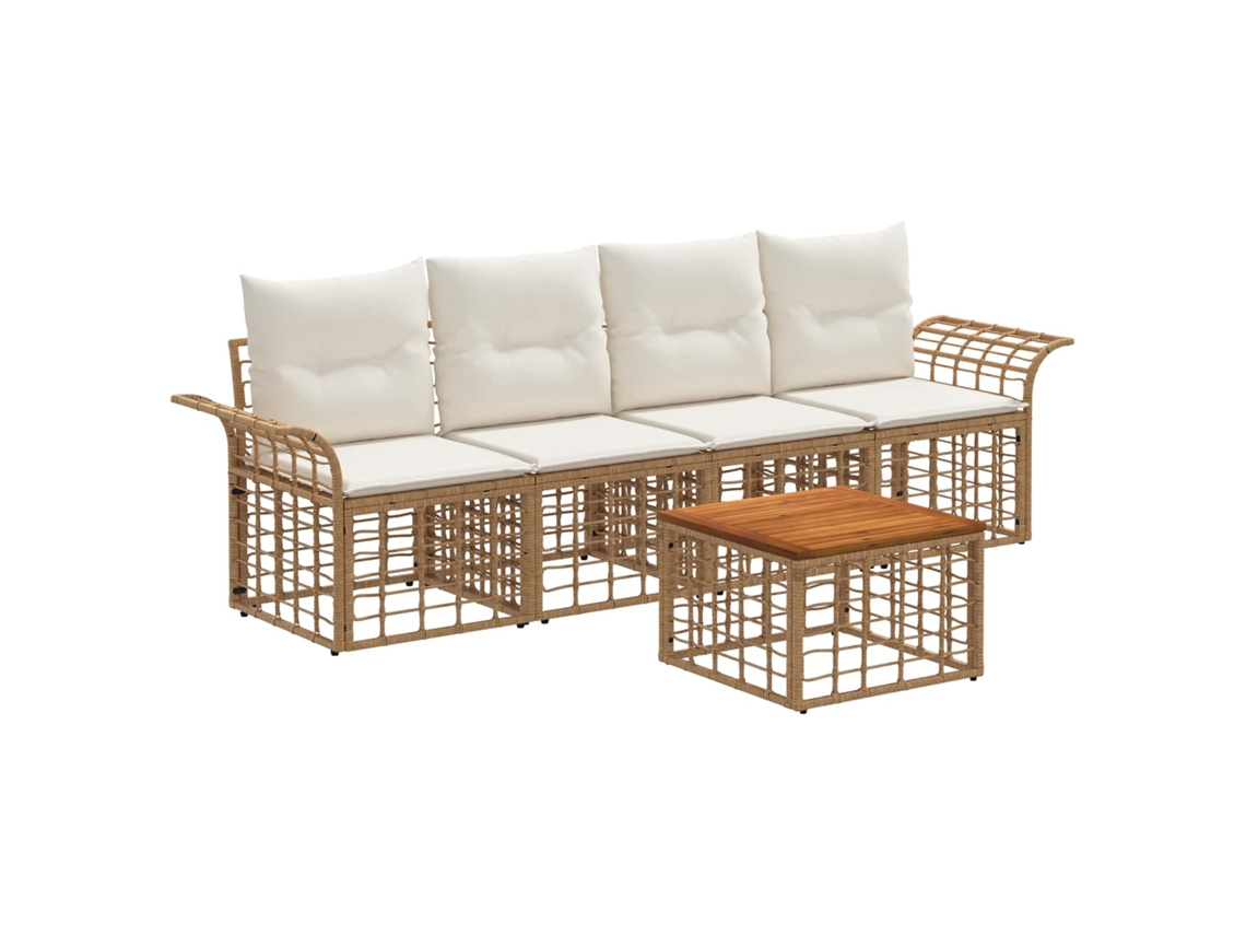 Vidaxl Conjunto de Sofás para Exterior 5 Pcs Natural e Branco Creme