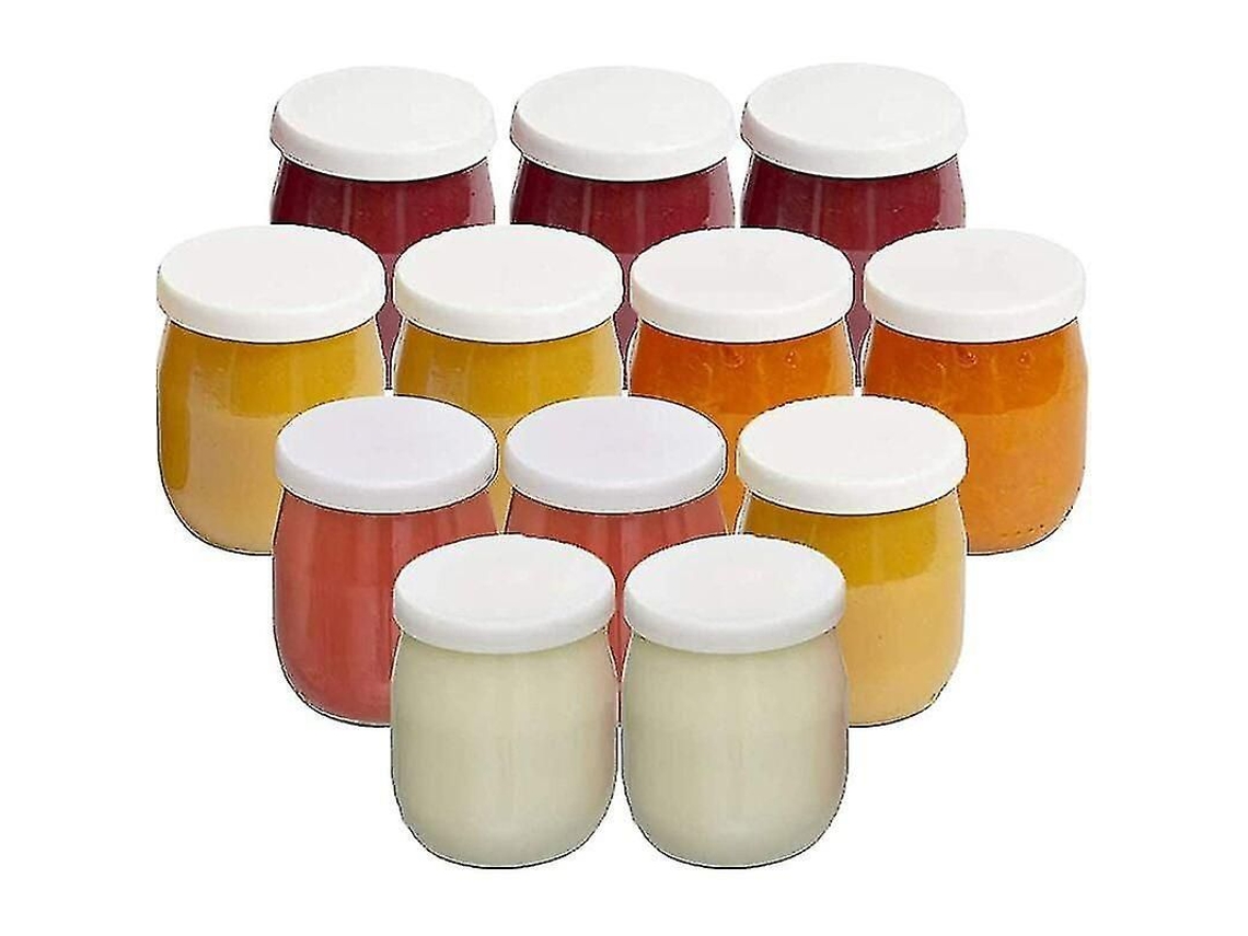 Pack de 12 frascos de vidro para iogurte com tampas herméticas fabricados na França CHARM