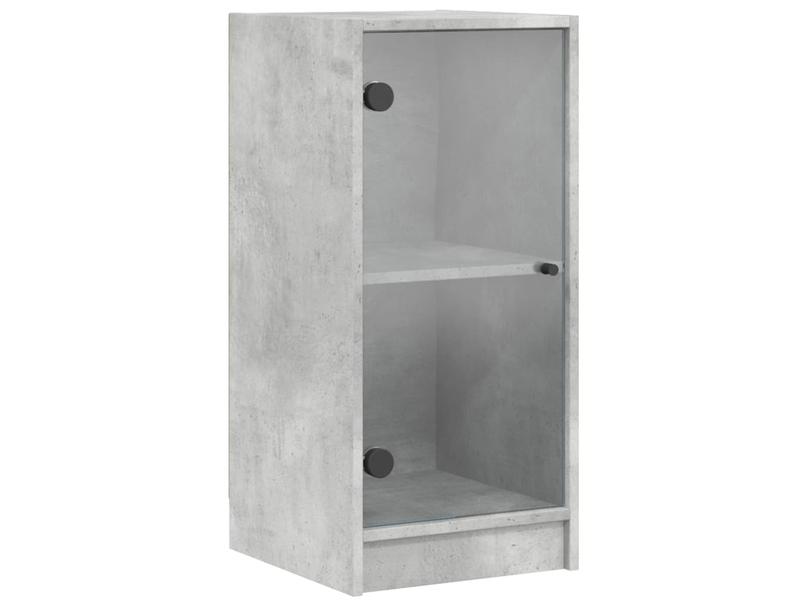 Armário de Apoio com Portas de Vidro Cinza Cimento MAISON EXCLUSIVE (35x37x75,5 cm)