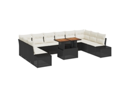 Conjunto 11 Conjunto De Mobiliário De Jardim Vidaxl Preto Vime Pe (100 X 55 X 73 Cm)