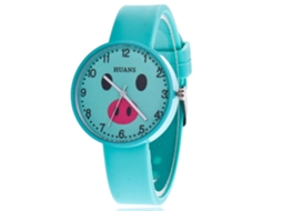 Reloj Para Niñas Con Patrón De Cerdo Tierno Correa De Gel Silicona Movimiento De Cuarzo Color Menta