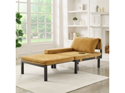Sofá-cama 2 Em 1 Com Usb E Tipo C, Poltrona Extensível Com Almofada, Cama Compacta Para Sala, Quarto E Apartamentos Pequenos - Amarelo